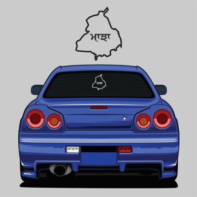 ਮਾਝਾ Punjab Map MAJHA Text Car Sticker  Punjabi Car Sticker